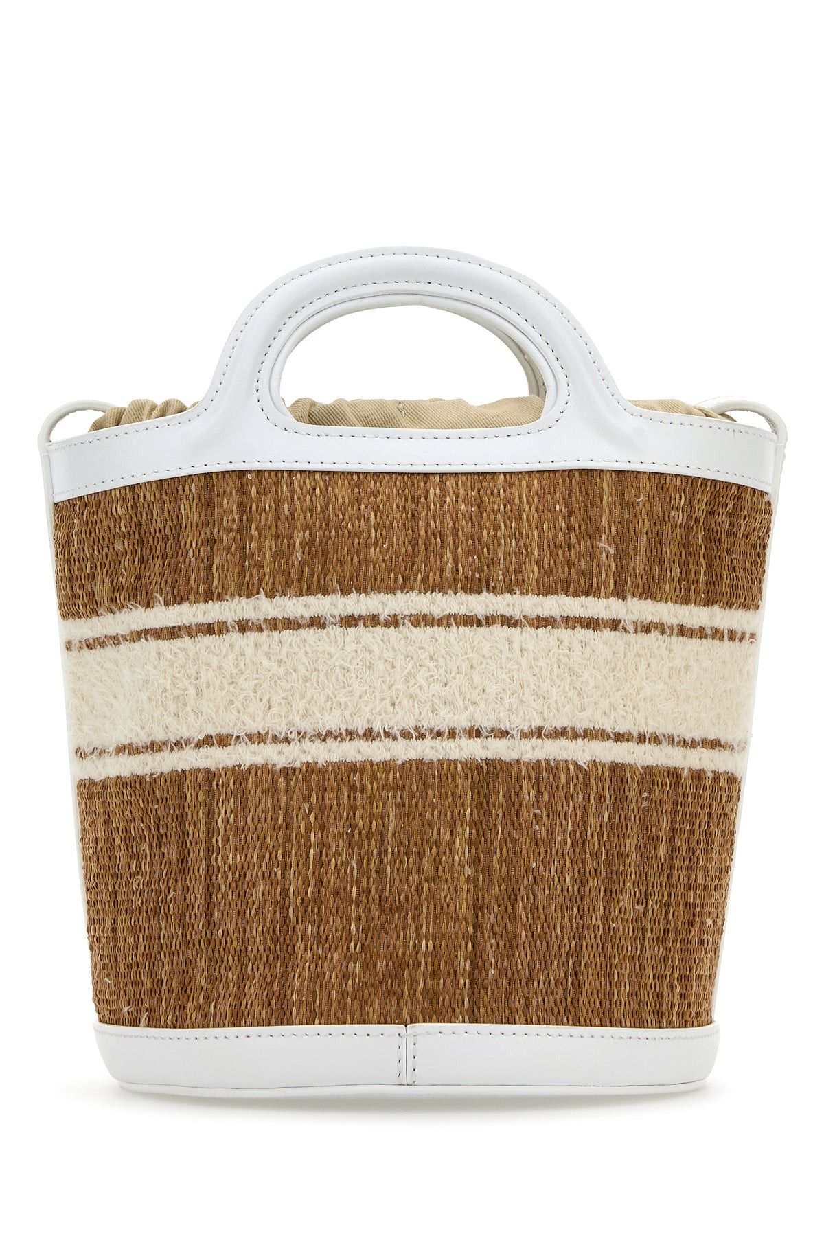 Two-tone raffia and leather Tropicalia bucket bag - 3