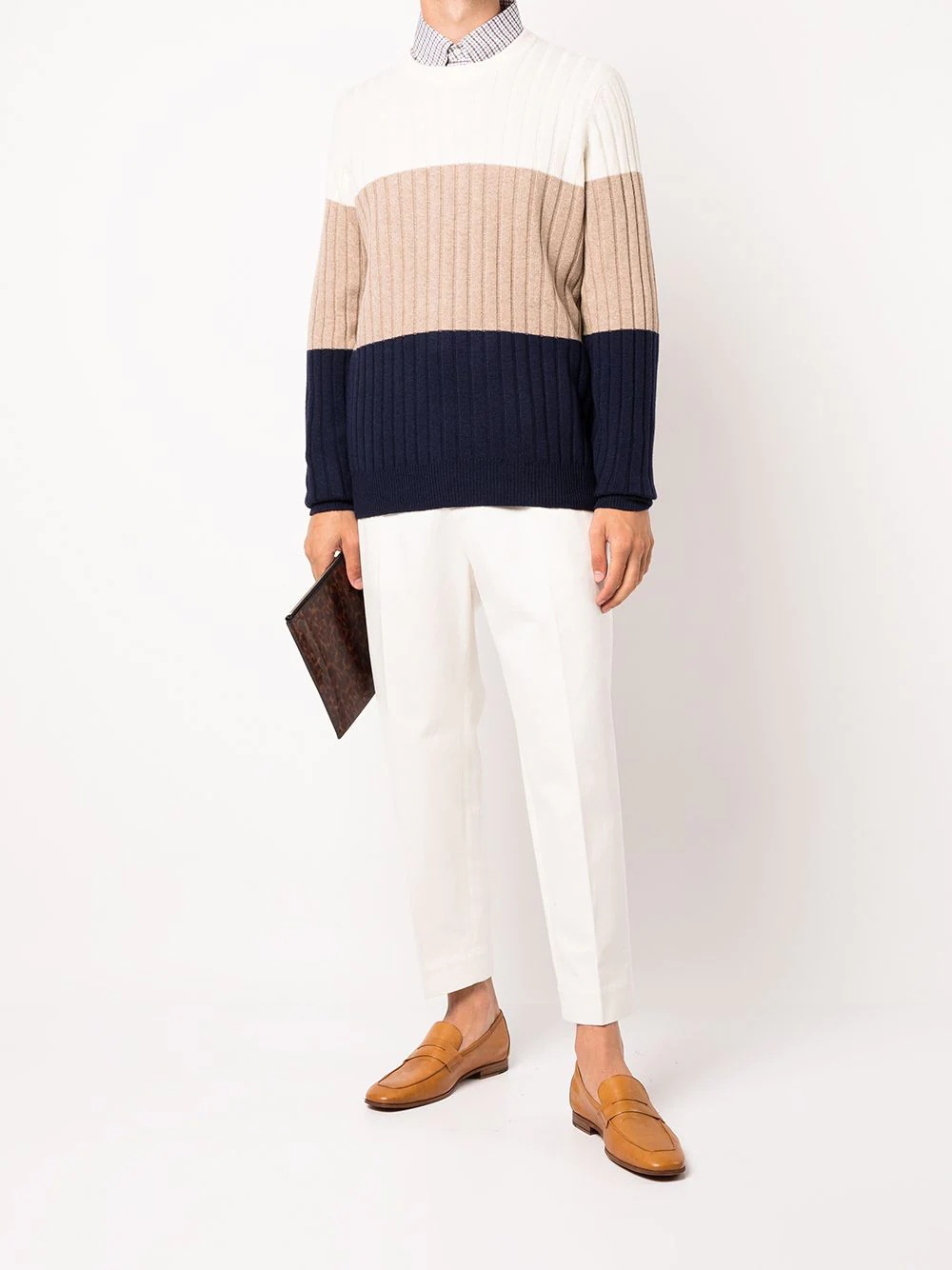 colourblock ribbed-knit cashmere jumper - 2