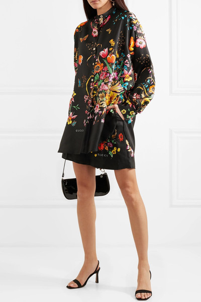 GUCCI Floral-print silk-twill shorts outlook