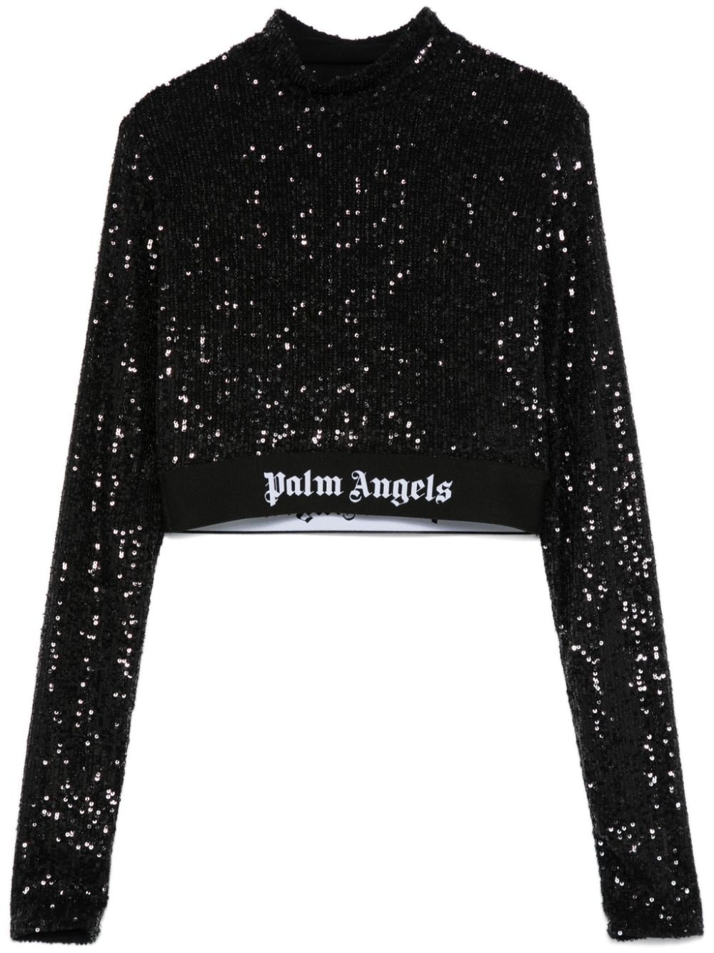 logo-waistband sequined top - 1