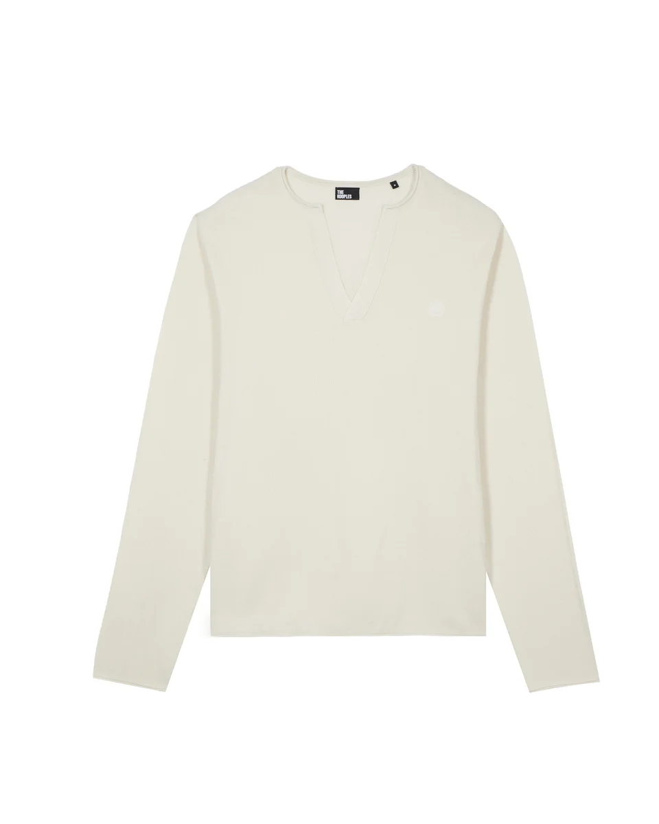 BEIGE TUNIC-NECK SWEATER - 1