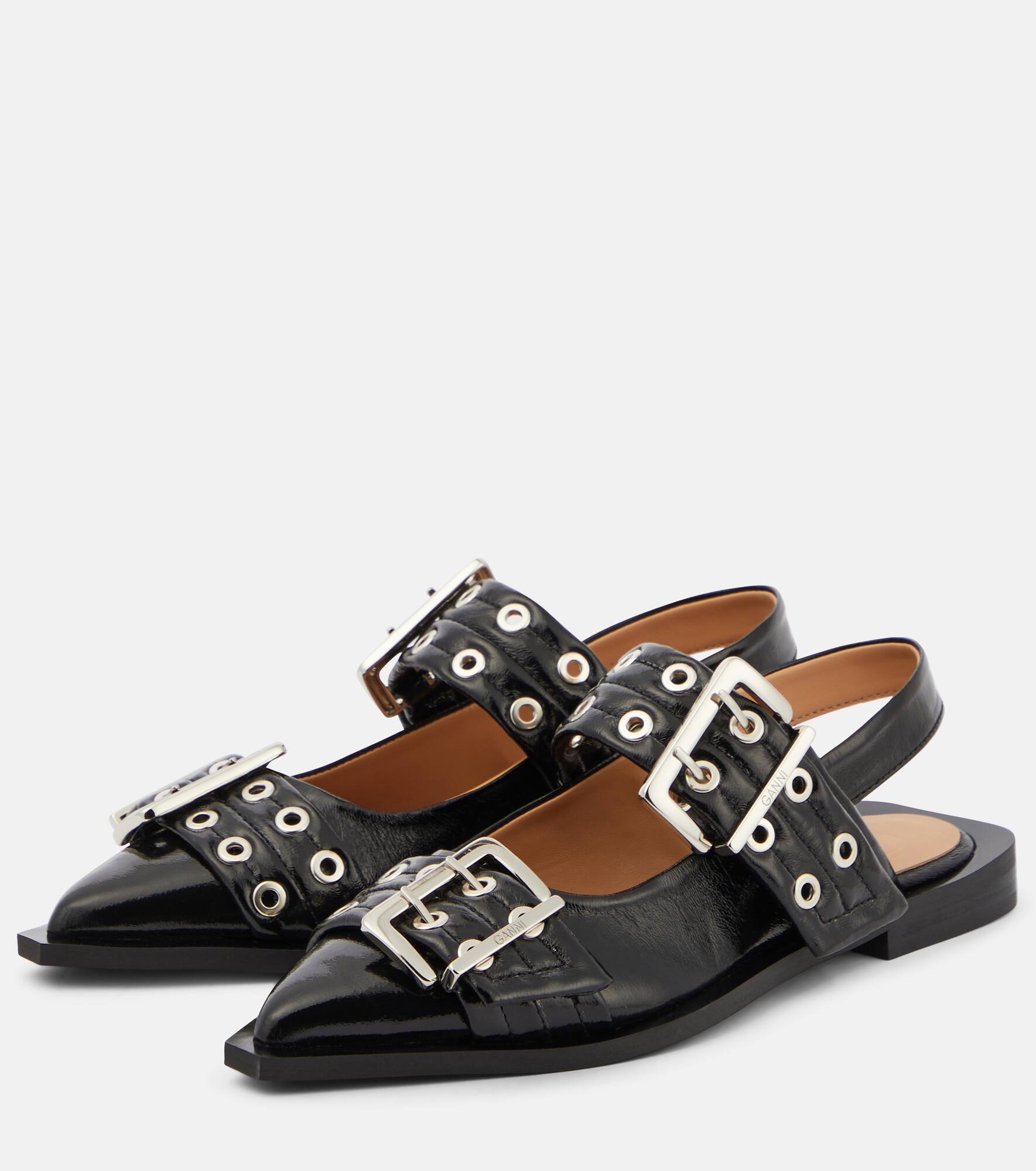 Faux-leather slingback flats - 5