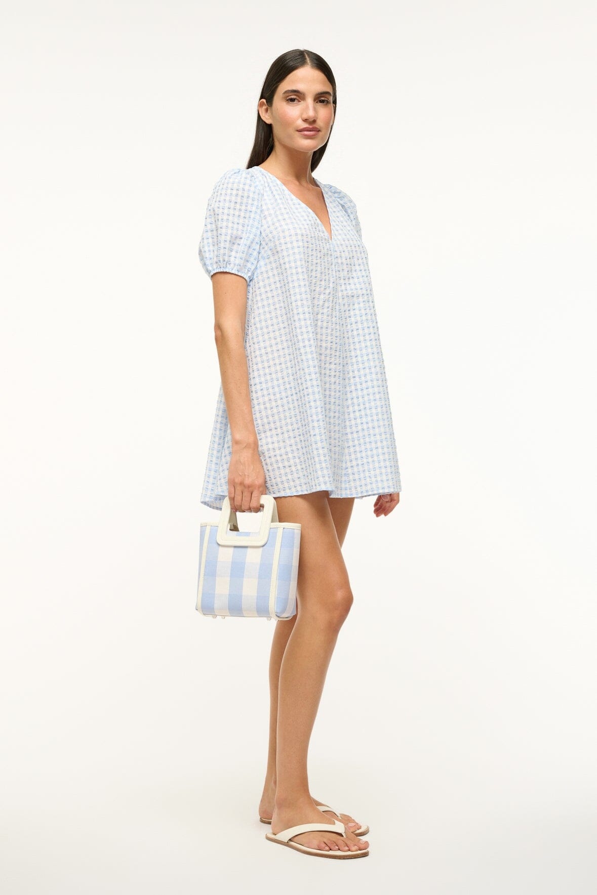 STAUD MINI SHIRLEY BAG SKY GINGHAM - 2