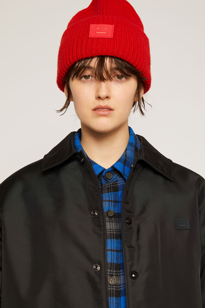 Rib knit beanie hat red 5