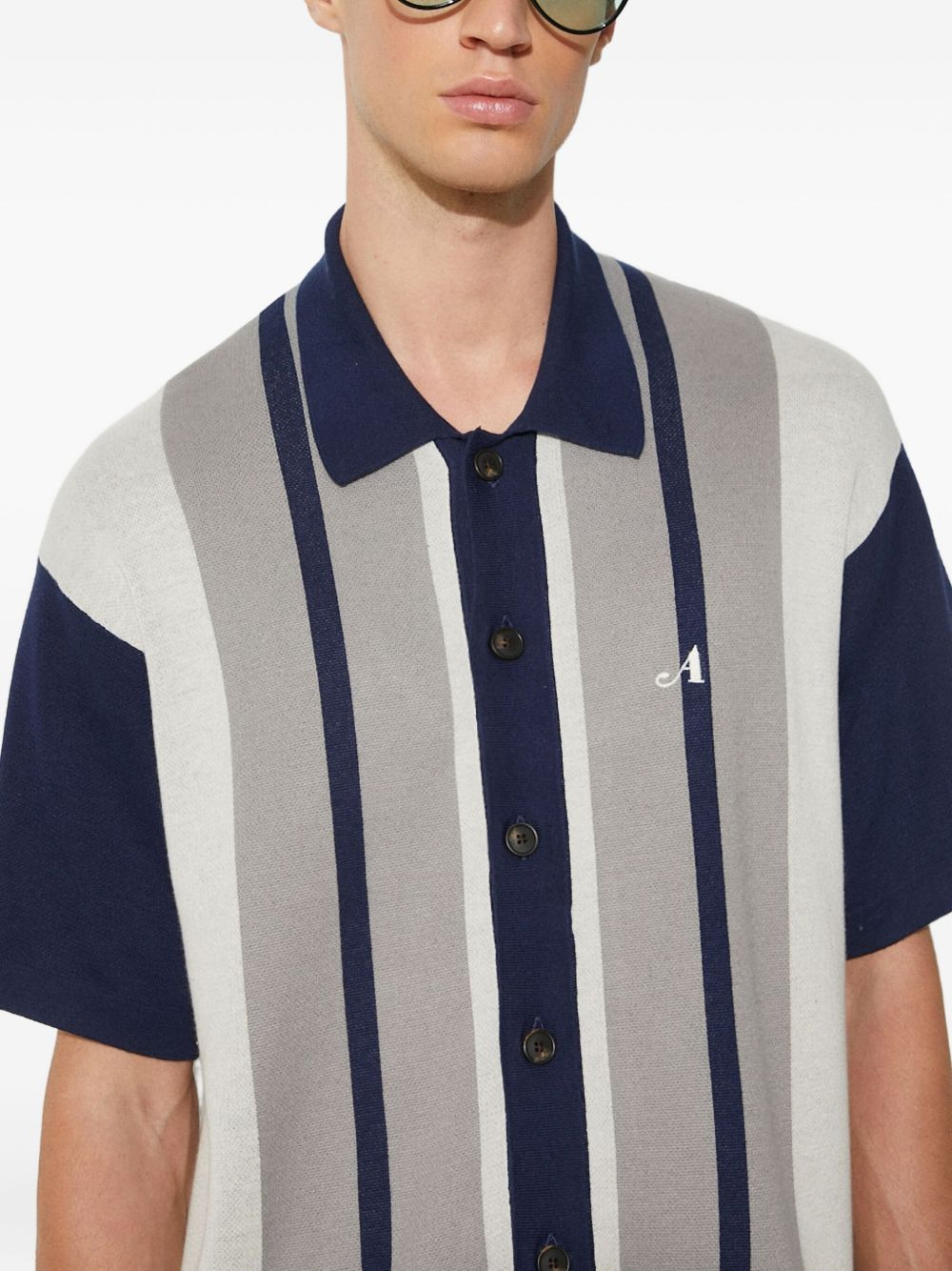 stripe panel shirt - 4