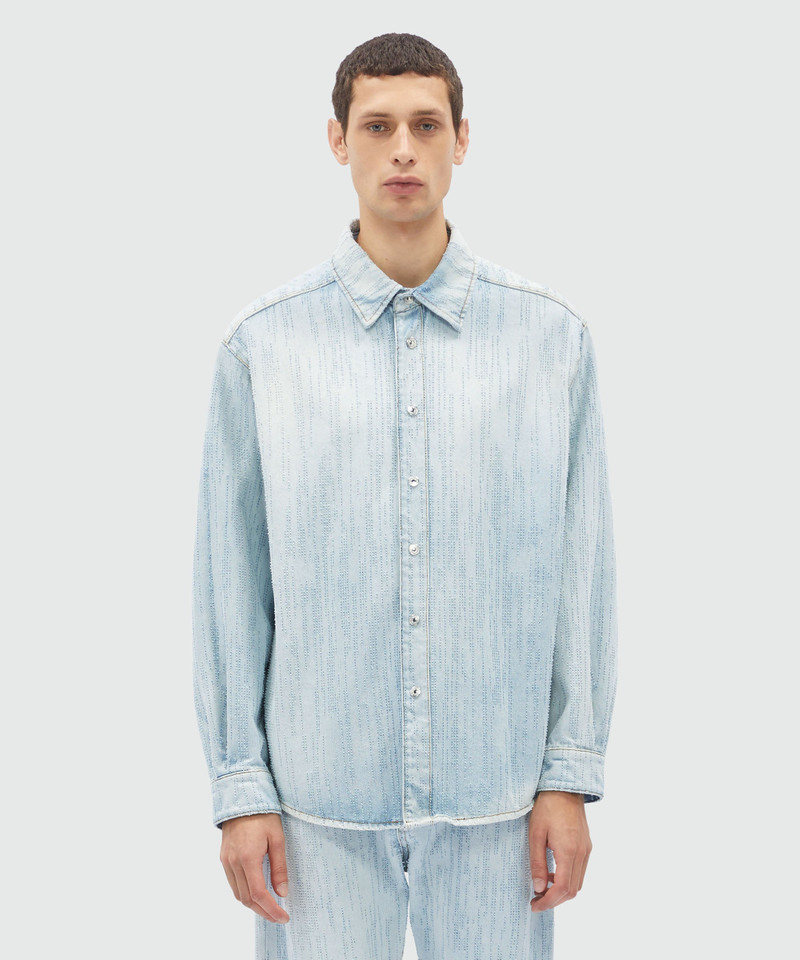 MSGM Light denim shirt with destroyed effect outlook