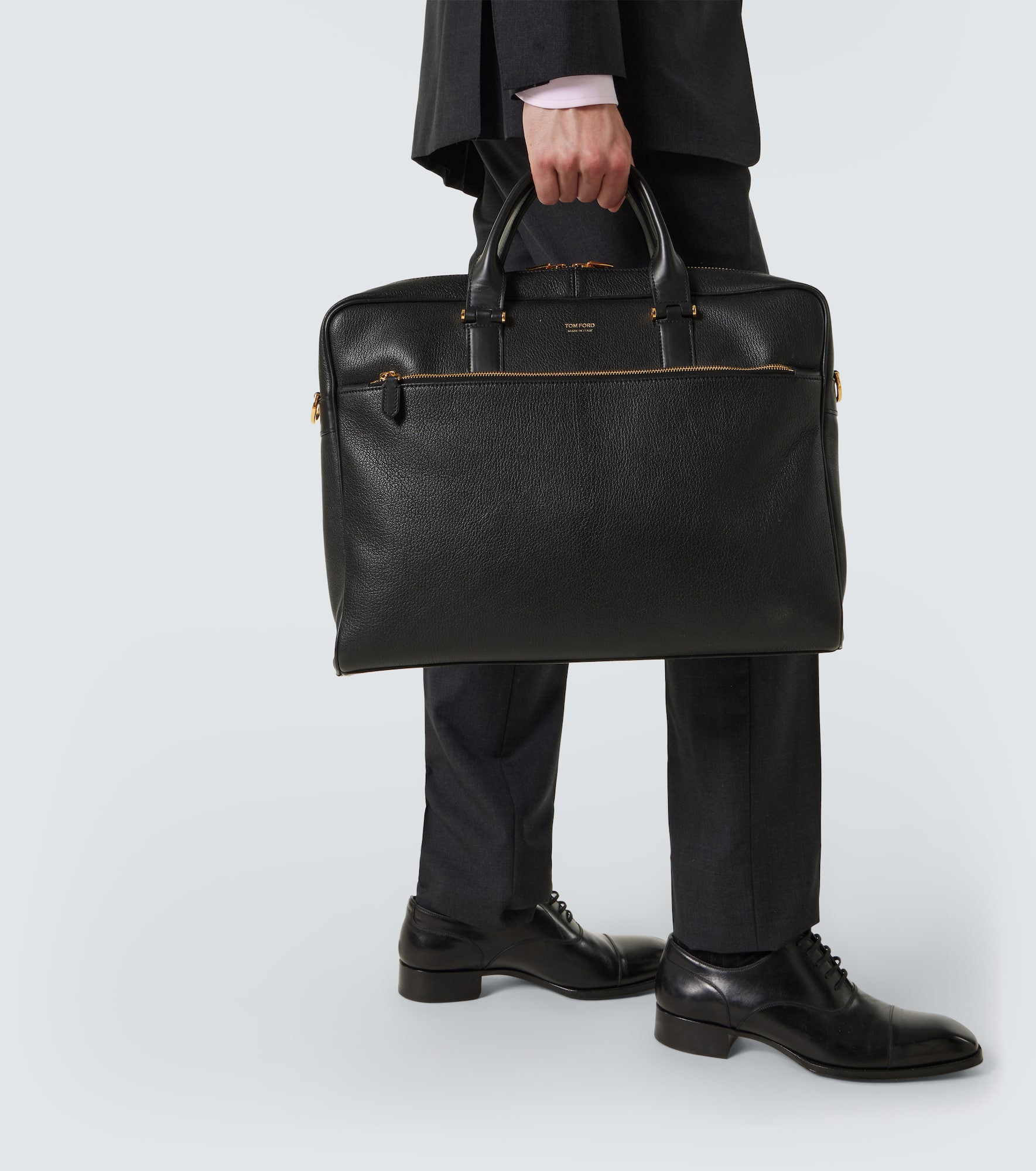 Grained leather briefcase - 3