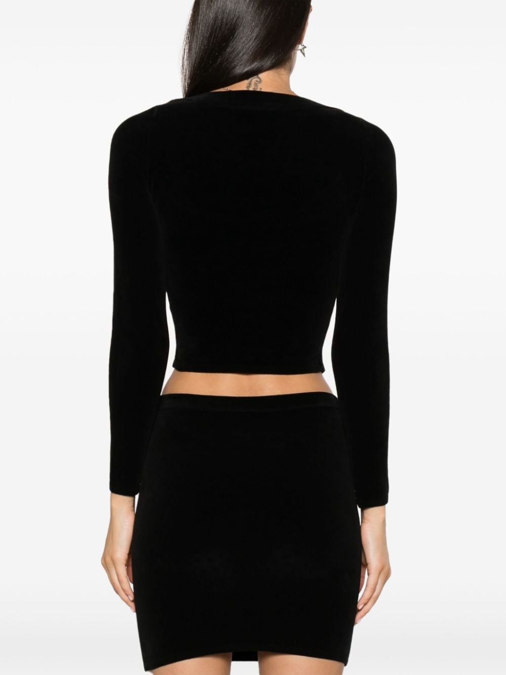 scoop-neck cropped knit top - 4