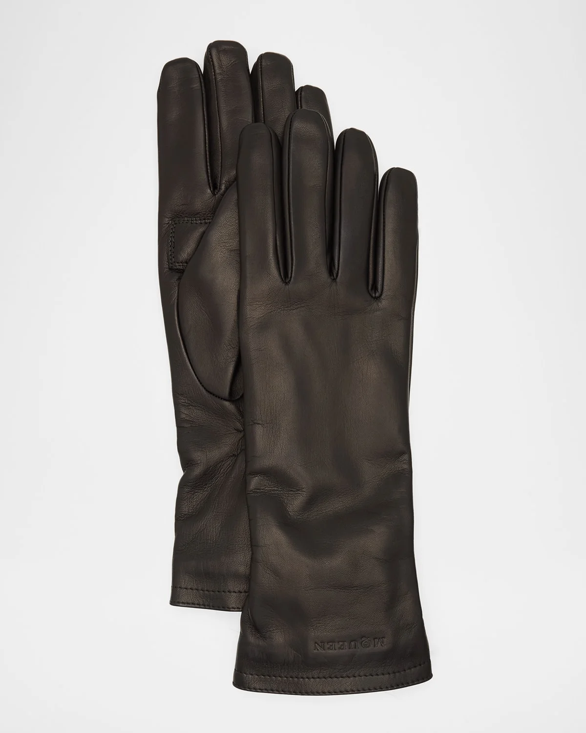 Men & apos;s Embossed Logo Leather Gloves - 1