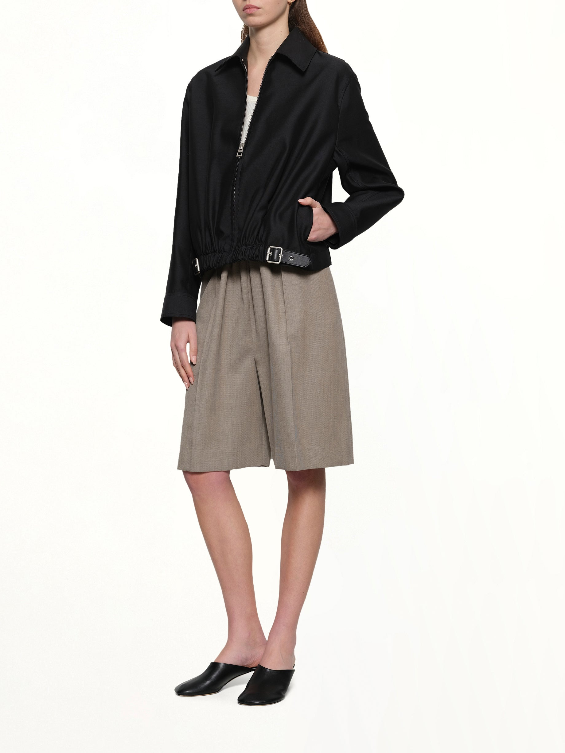 Belted Jacket in Black - 4