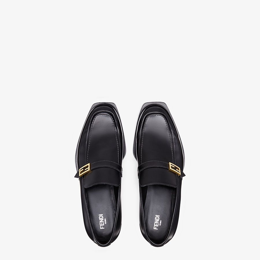 Black leather loafers - 4