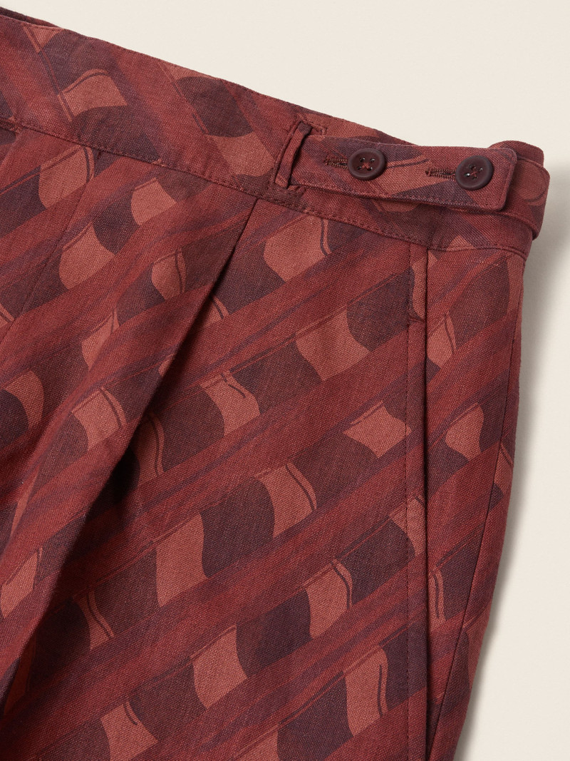 DARK BURGUNDY LINEN SHORTS 3