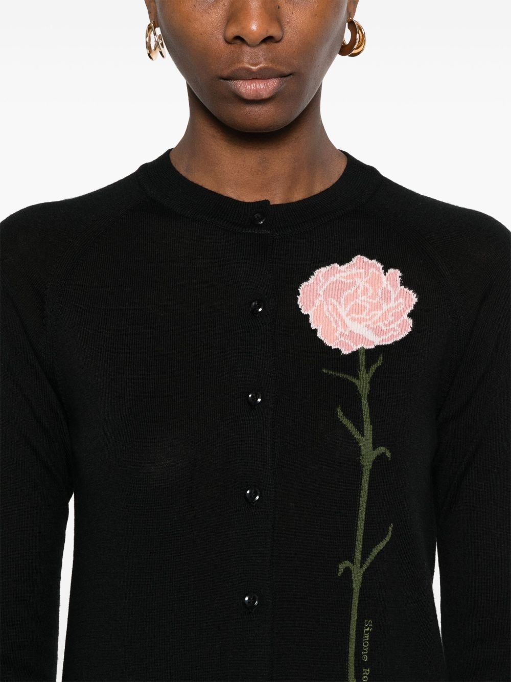 carnation-jacquard cardigan - 5
