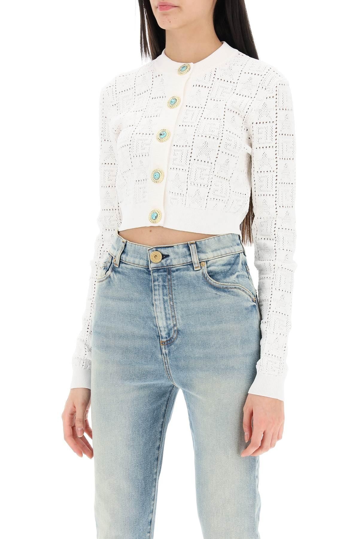 Balmain Cropped Cardigan With Jewel Buttons - 5