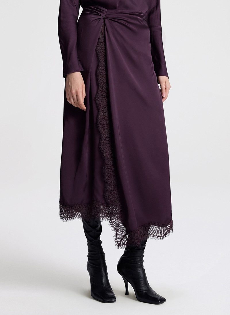 Bella Satin and Lace Midi Skirt 4
