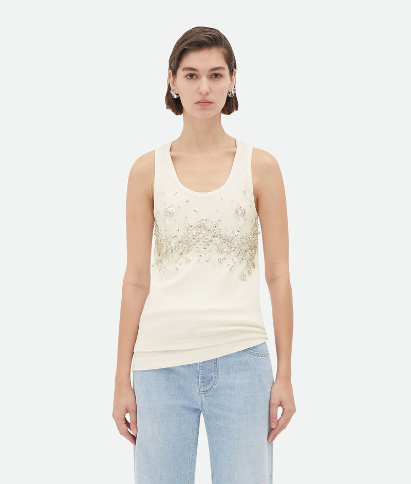 Crystal Embroidered Jersey Tank Top - 1