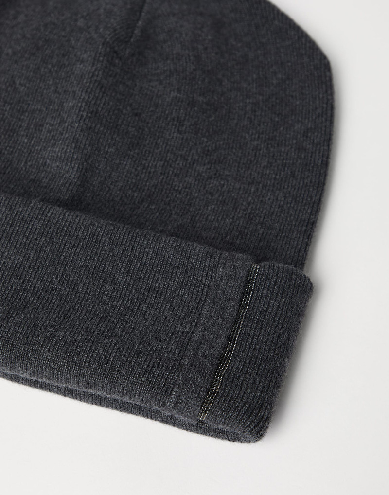 Brunello Cucinelli Cashmere rib knit beanie with monili outlook