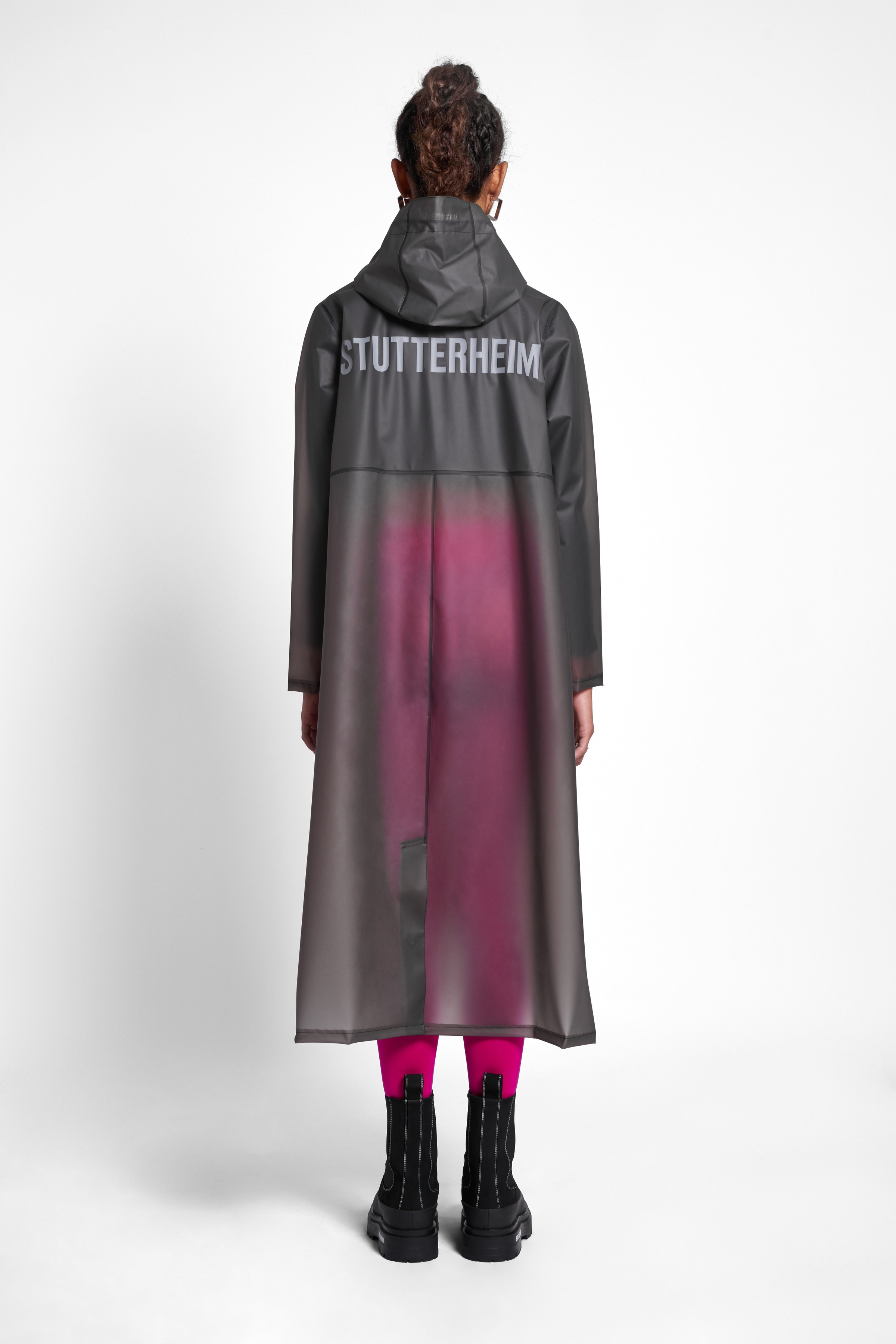 Mosebacke Long Print Raincoat Smoke - 4
