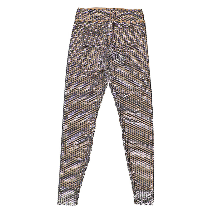 Burberry Ladies Silver Bobbie Sheer Metallic Mesh Leggings - 5
