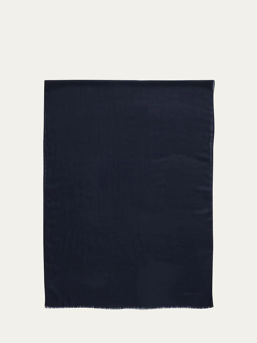 Men's Cashmere Embroidered Logo Scarf - 1