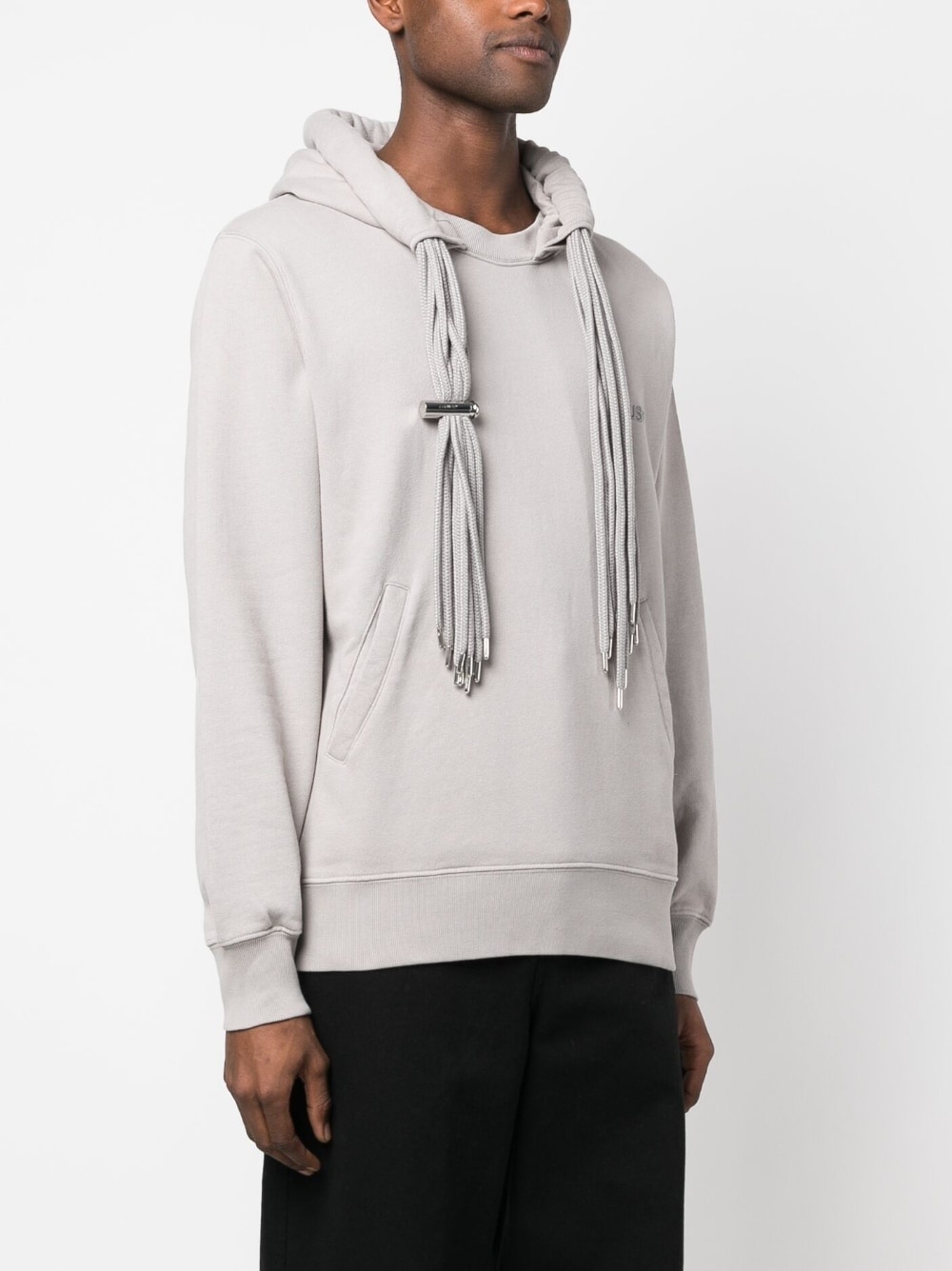 multicord-drawstring cotton hoodie - 4