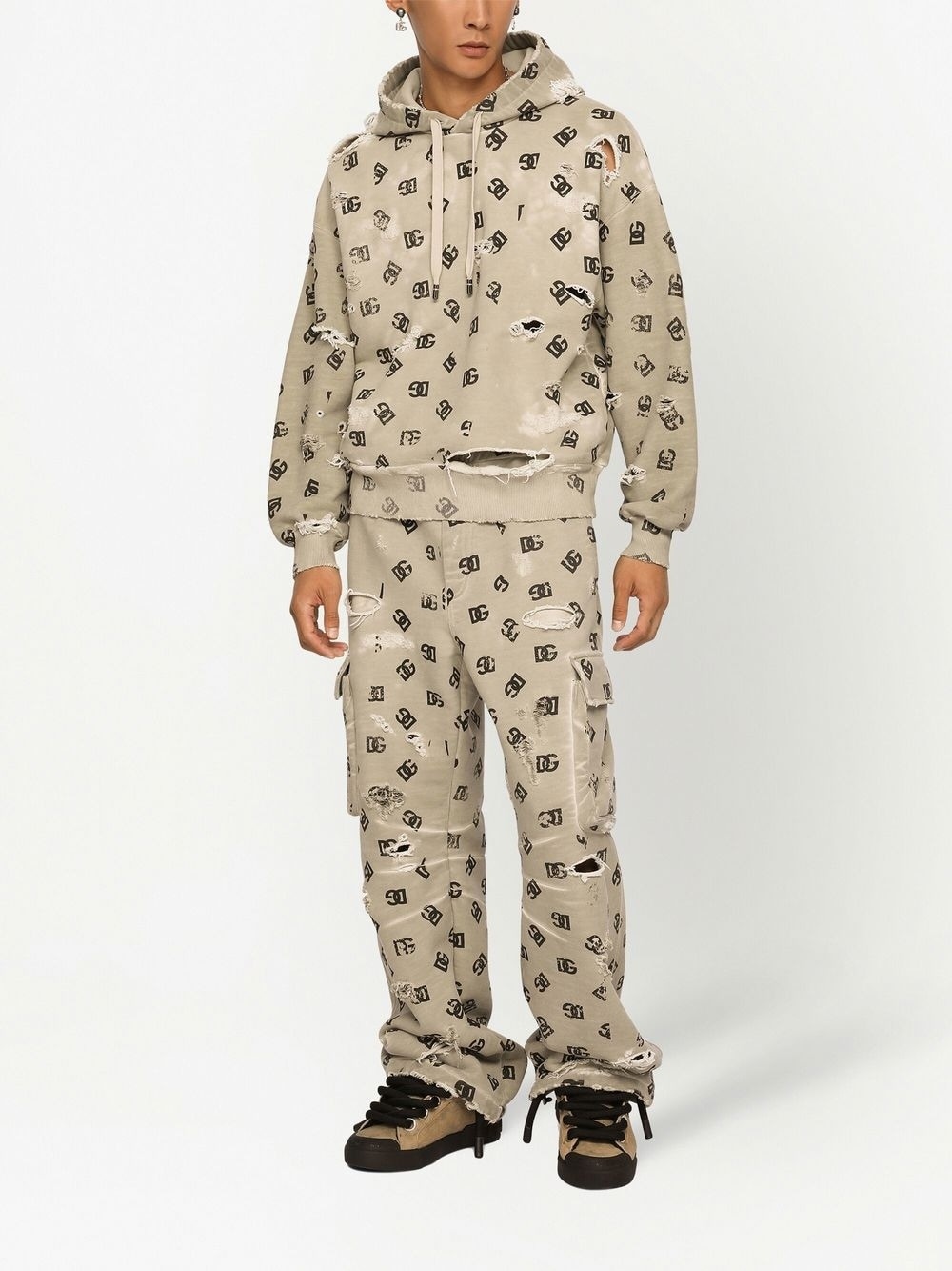 logo-print cotton hoodie - 3