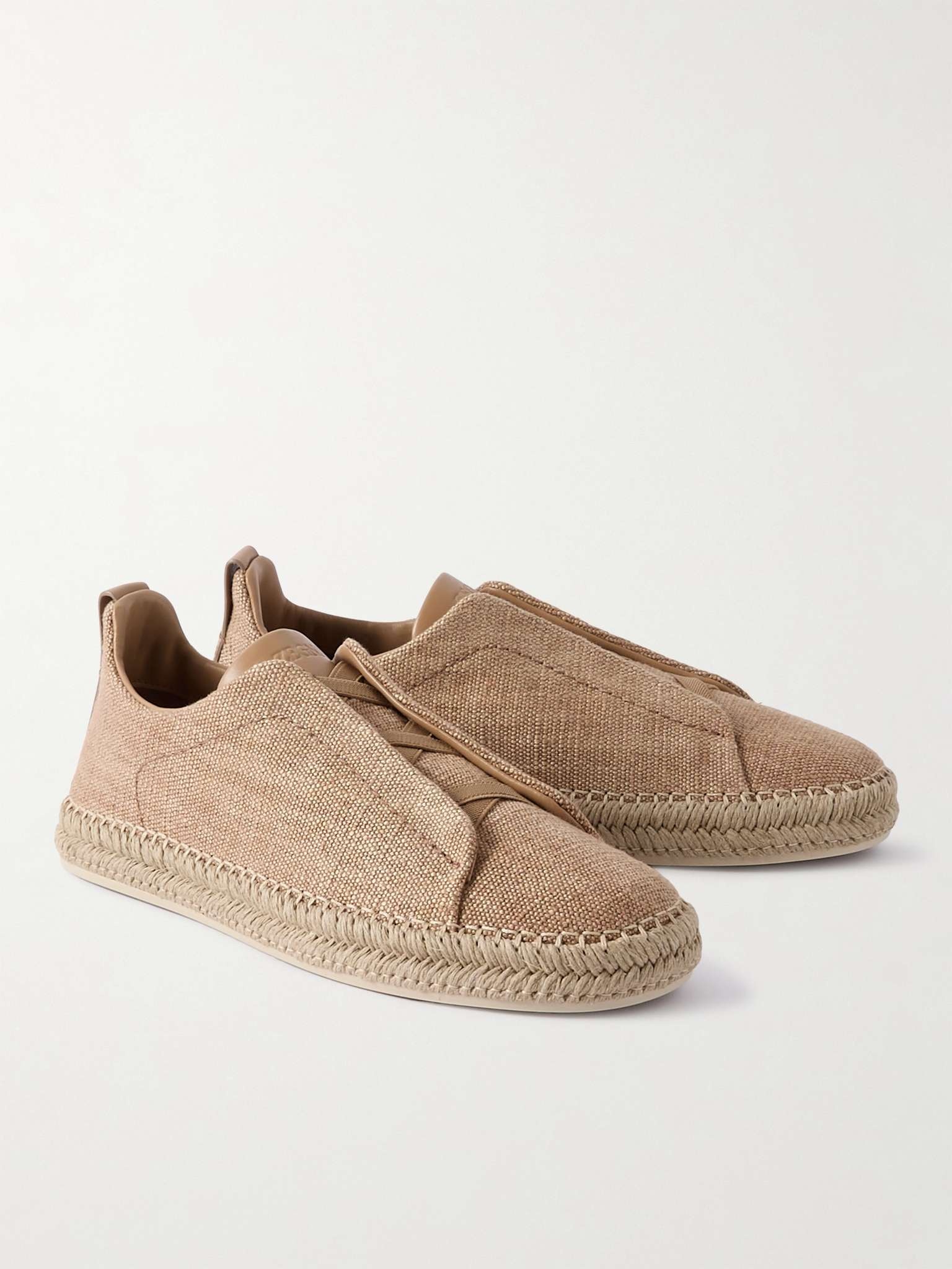 Triple Stitch™ Leather-Trimmed Canvas Slip-On Sneakers - 4