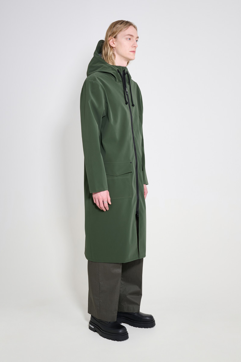 Stutterheim Stockholm Long Patch Raincoat Green outlook