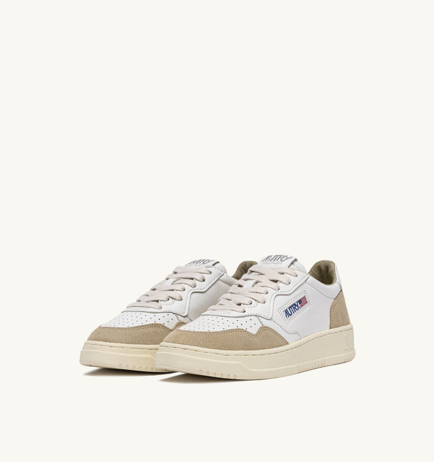 MEDALIST LOW SNEAKERS IN WHITE LEATHER AND SPONGE SUEDE - 2