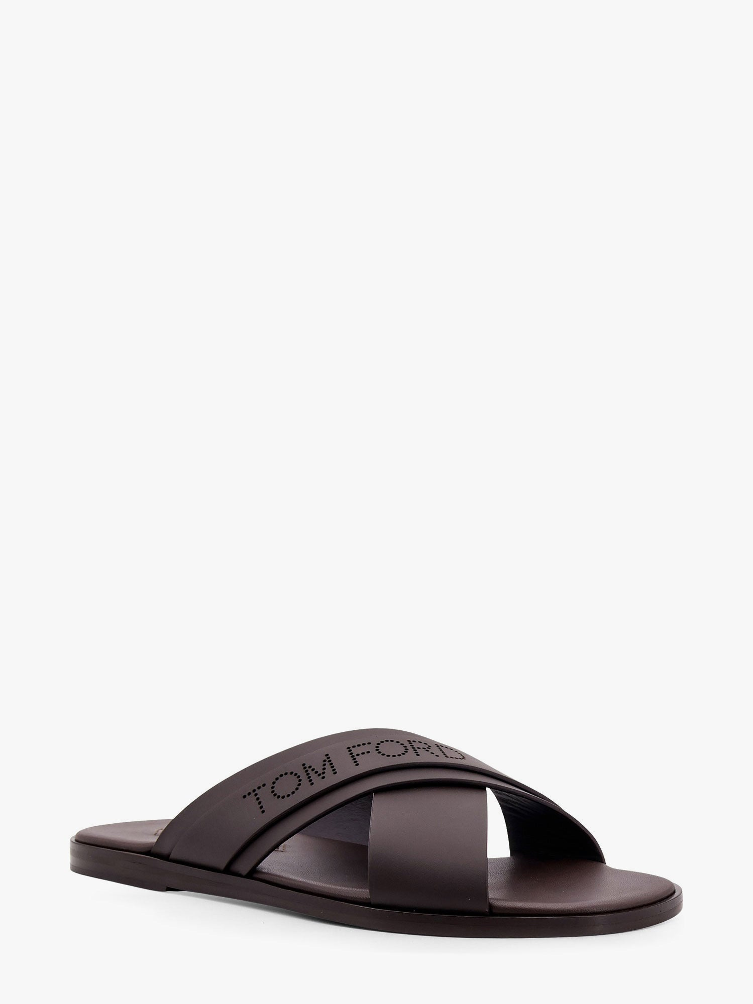 Tom Ford Men Leather Sandals With Perforated Logo Detail - 2