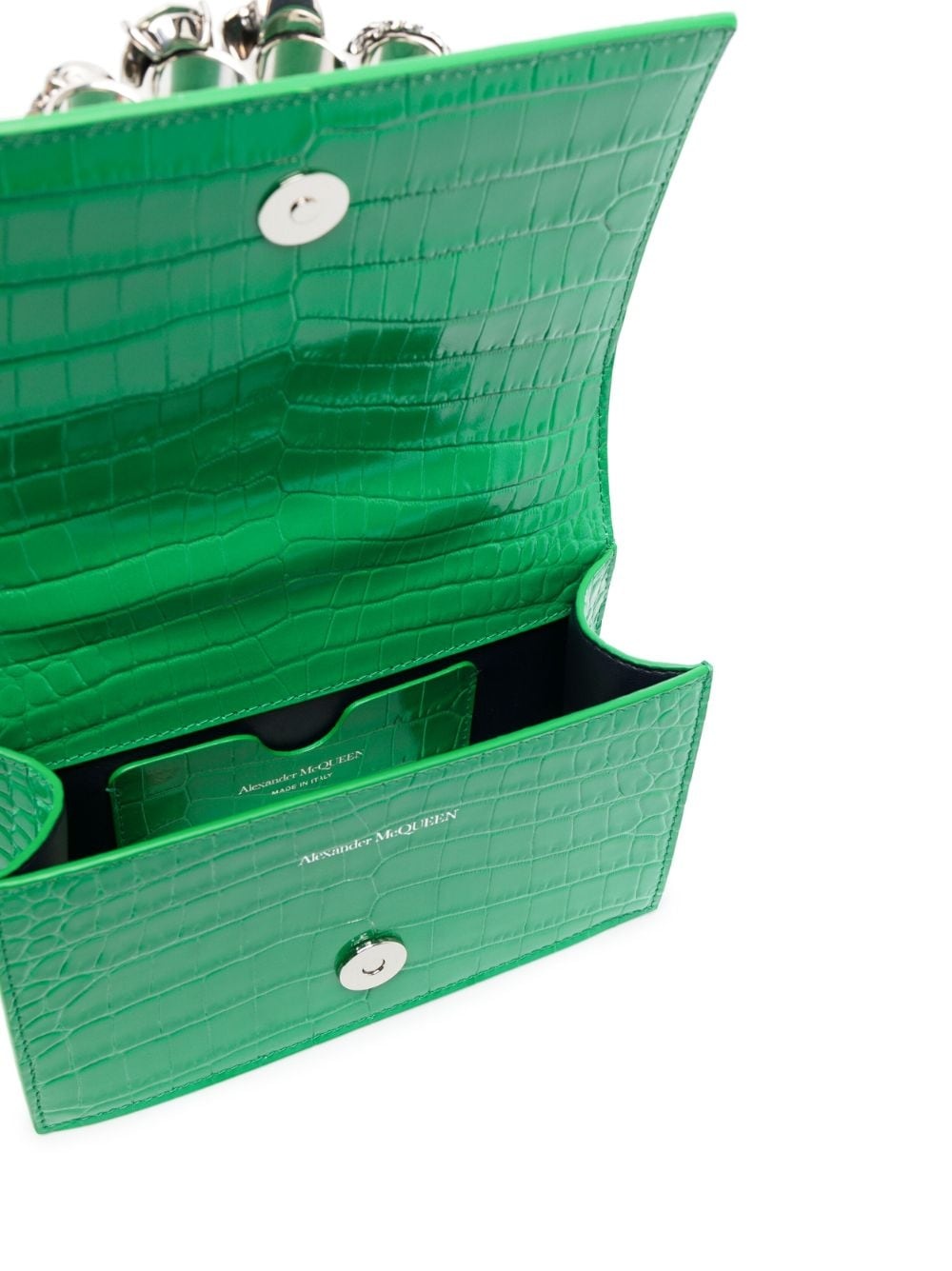 Jewelled crocodile-embossed shoulder bag - 6