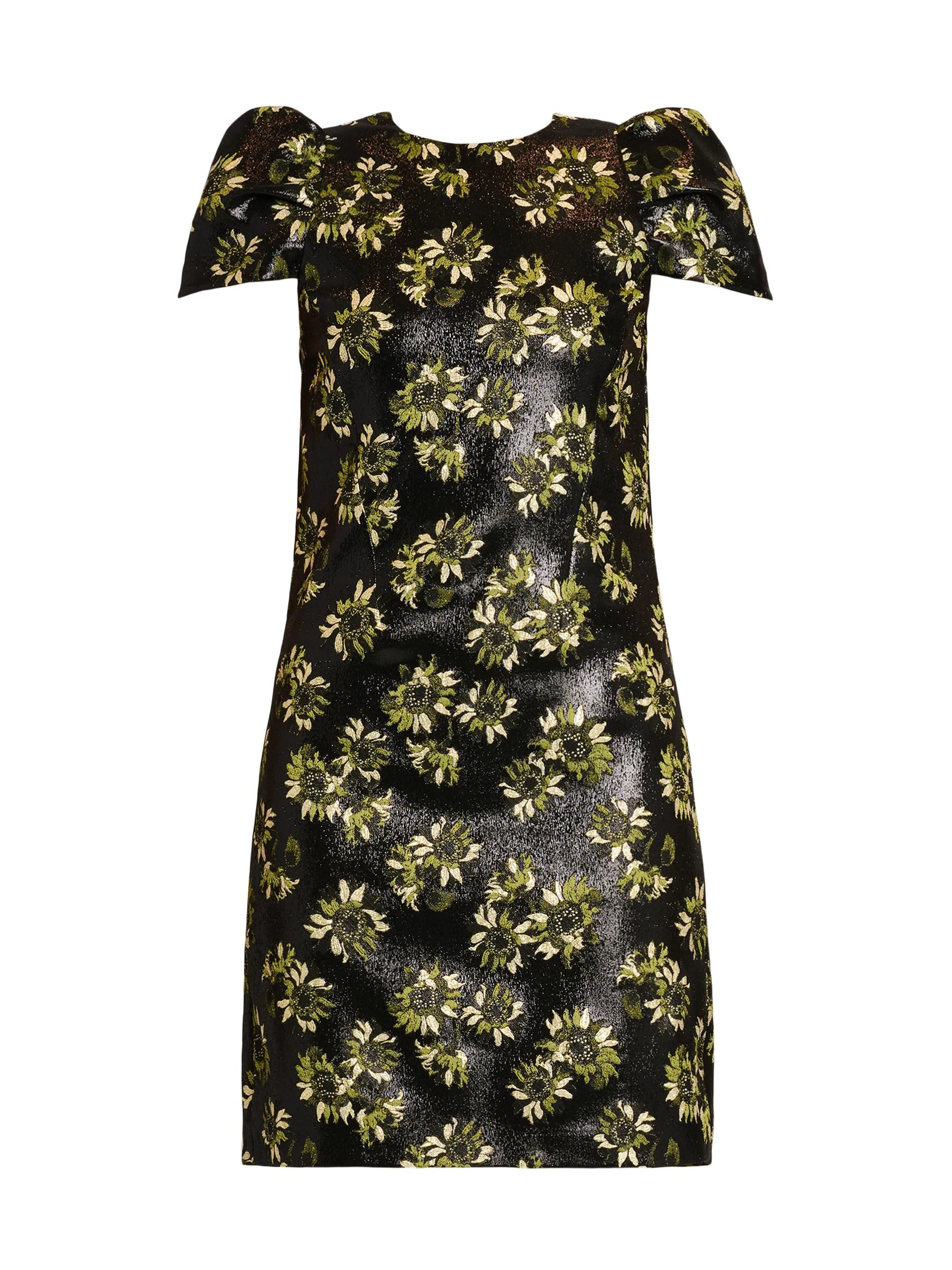 Women's Lacquered Sunflower Jacquard Day Dress - Black - 1