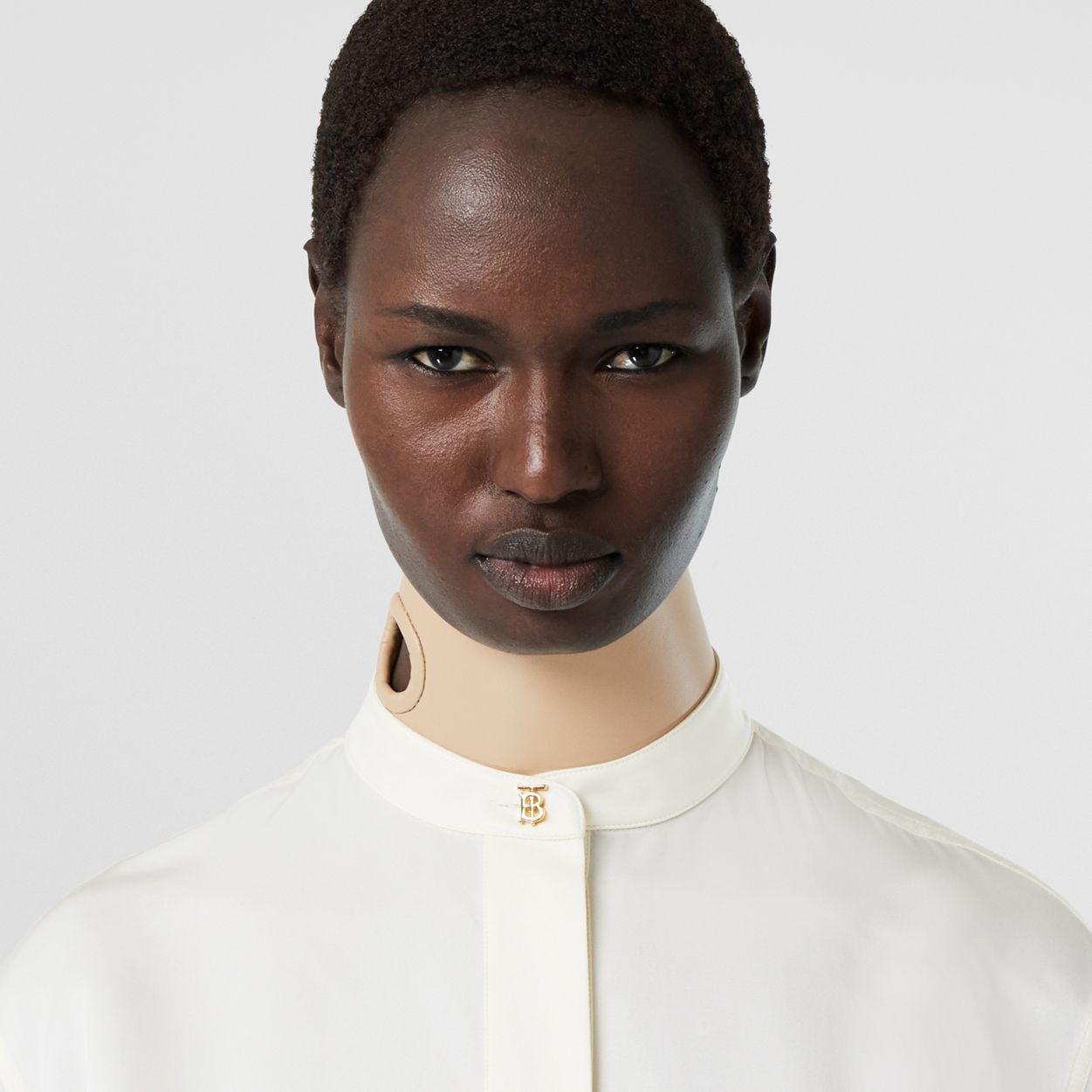 Long-sleeve D-ring Detail Silk Satin Dress - 3