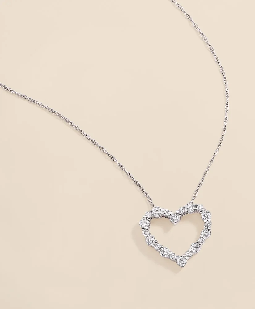 1 CT. Lab-Grown Diamond 14k White Gold Heart Pendant Necklace - 1