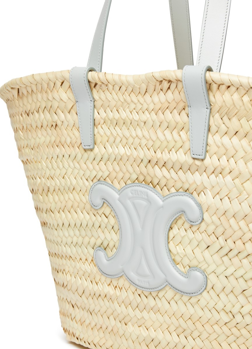 Medium Triomphe Celine classic panier in palm leaves and calfskin - 6