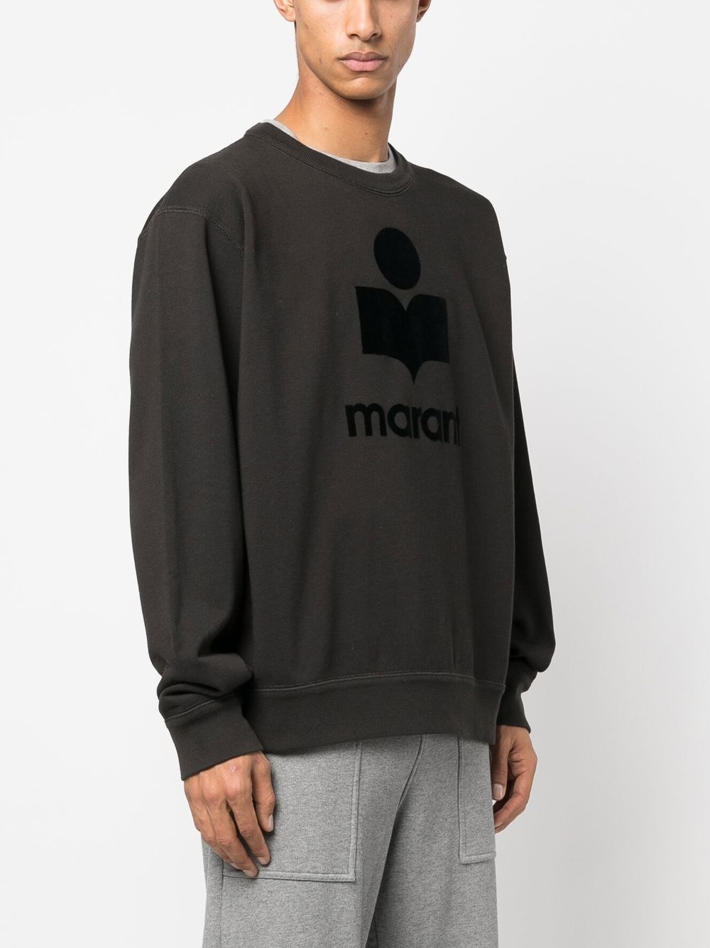 flocked-logo crew neck sweatshirt - 3