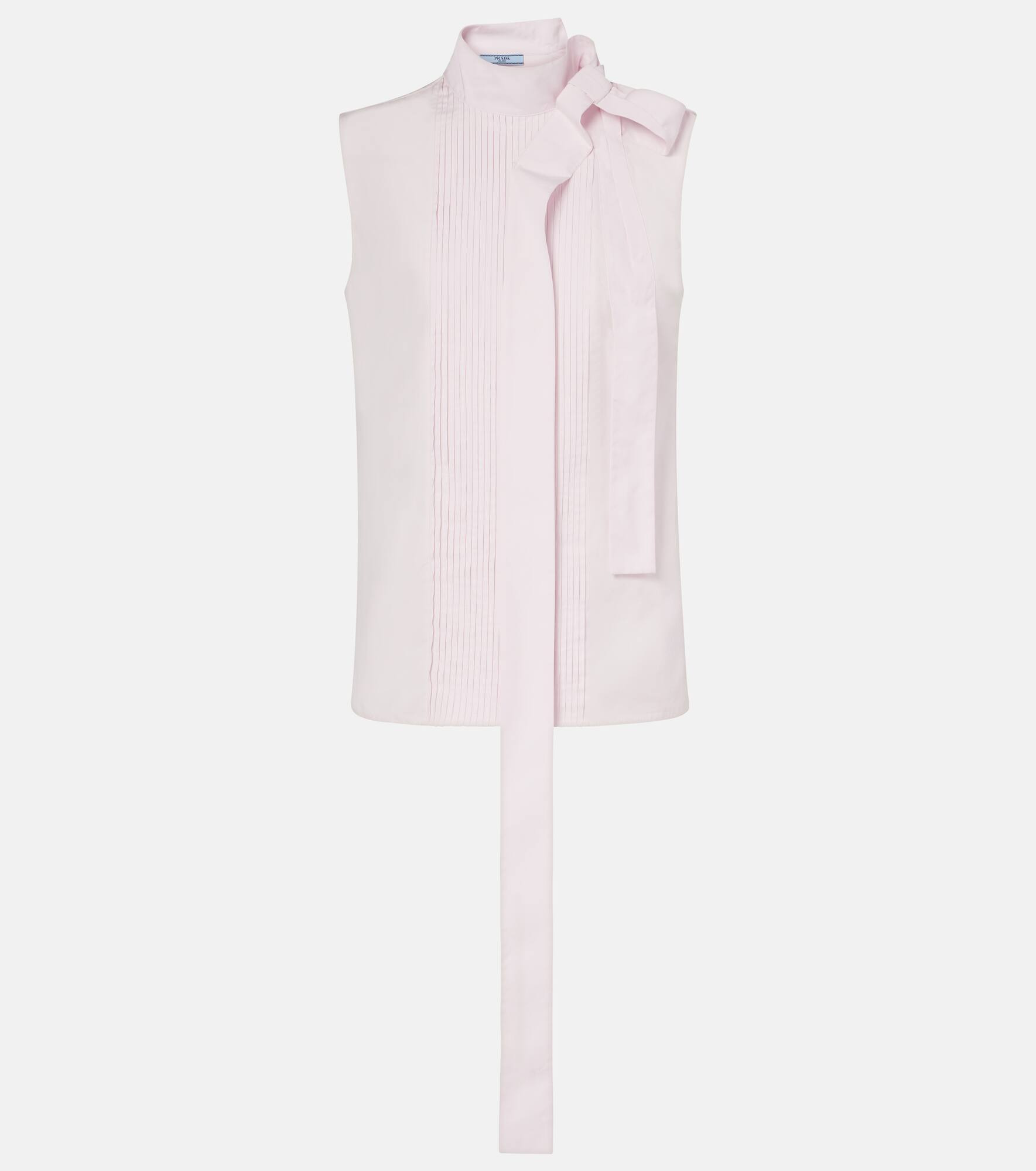 Bow-detail pleated cotton poplin top - 1