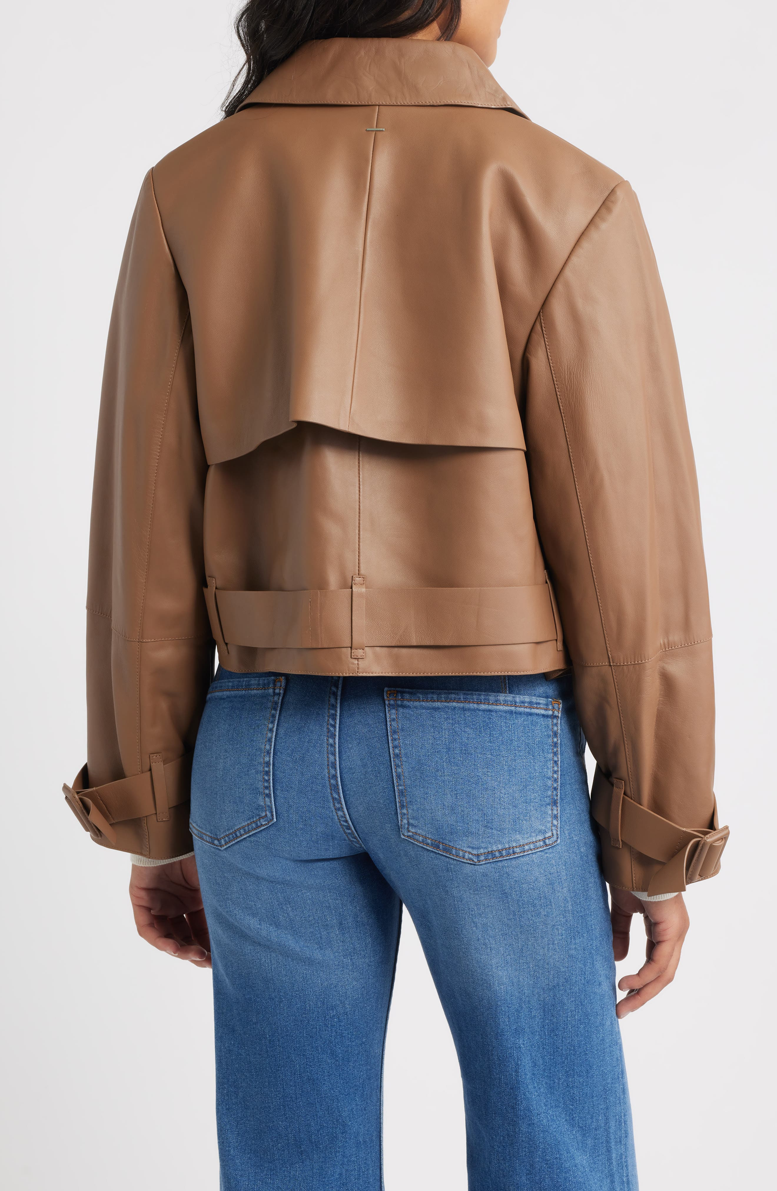 BOSS Satela Double Breasted Leather Jacket in Rust/Copper at Nordstrom - 2