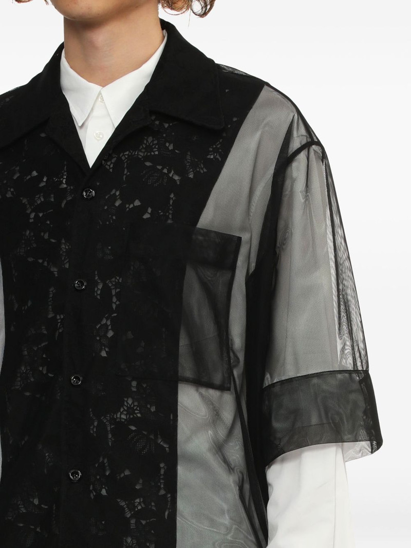 lace-panel mesh shirt 5