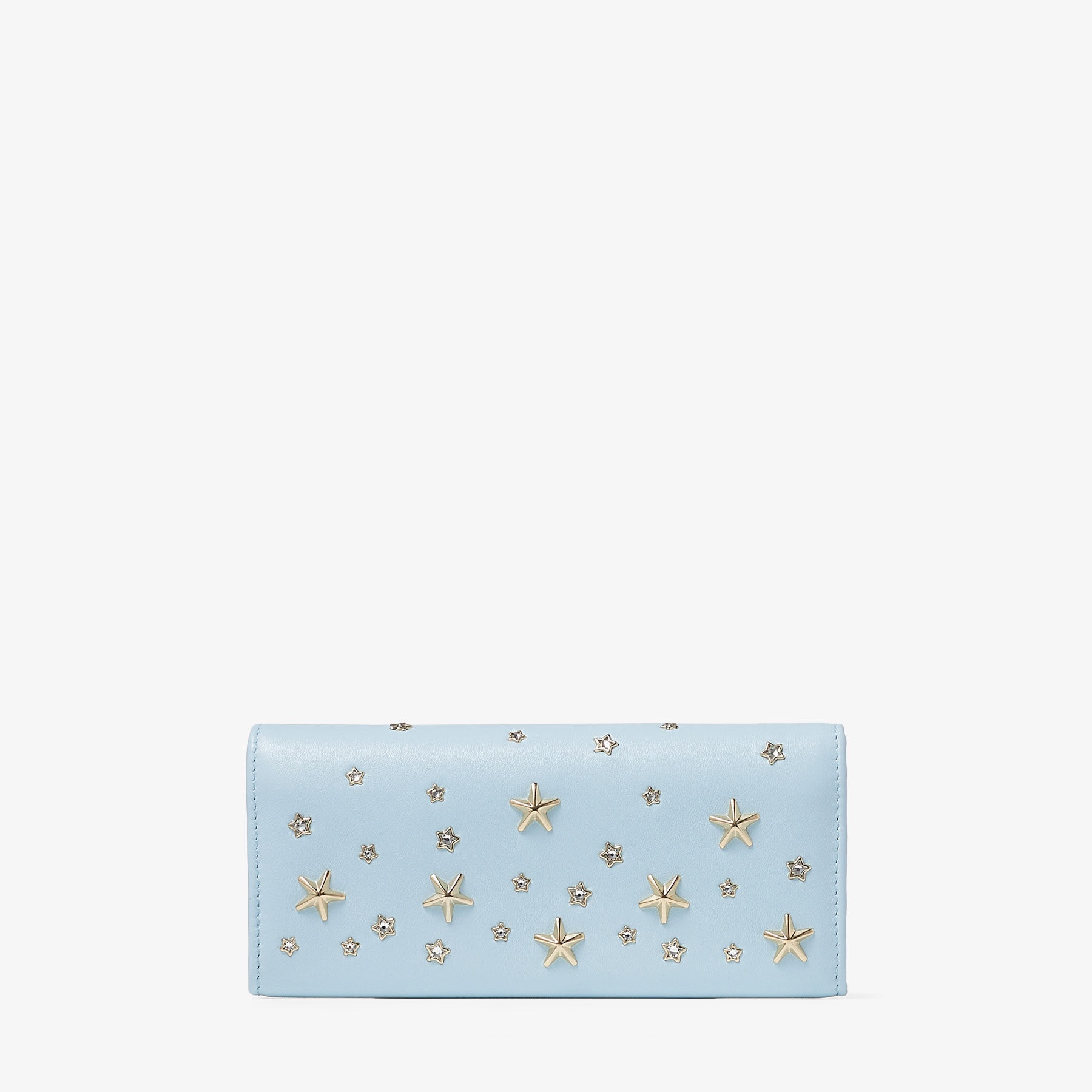 Nino
Ice Blue Calf Leather Wallet with Metal and Crystal Stars - 5