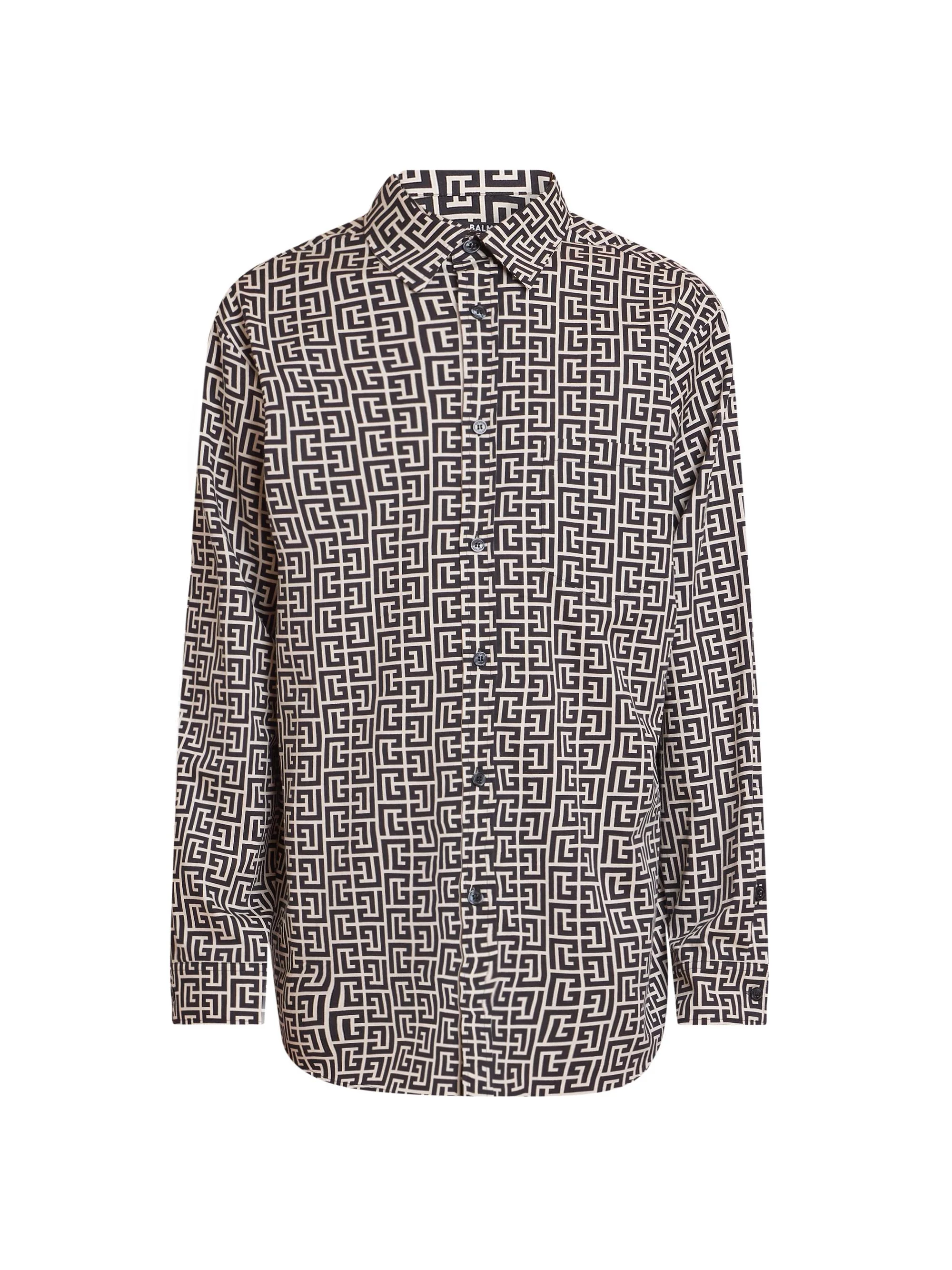 Men's Monogram Cotton Loose-Fit Shirt - Ivoire Noir - 1