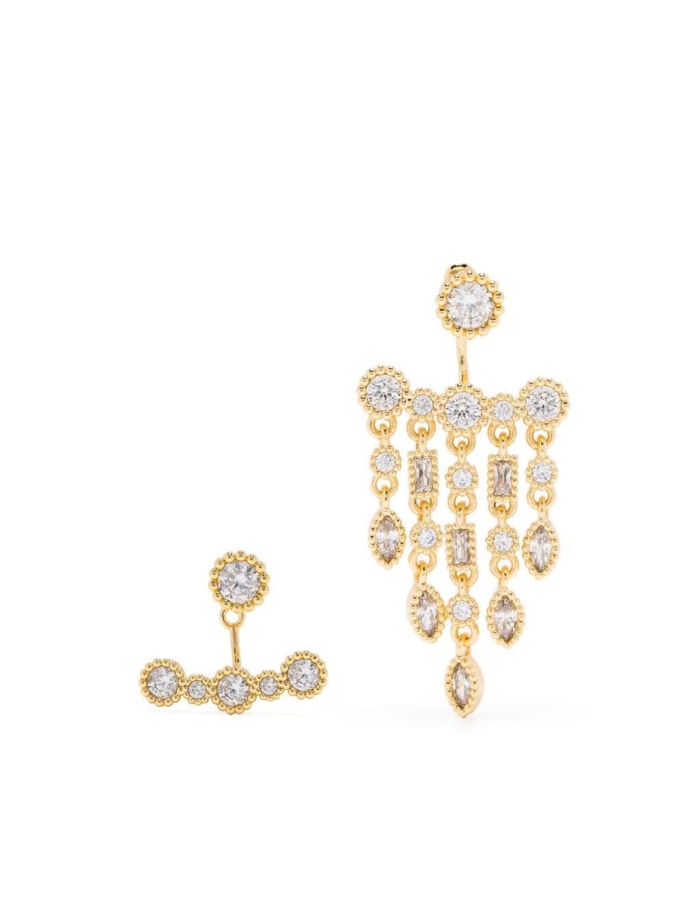 crystal-embellished asymmetric earrings - 1