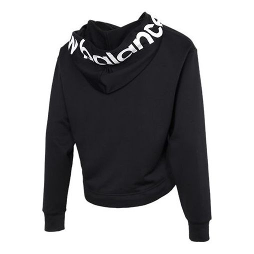 (WMNS) New Balance Relentless Logo Crop Hoodie 'Black' AWT11169-BK - 2