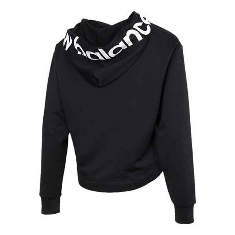 New Balance (WMNS) New Balance Relentless Logo Crop Hoodie 'Black' AWT11169-BK outlook