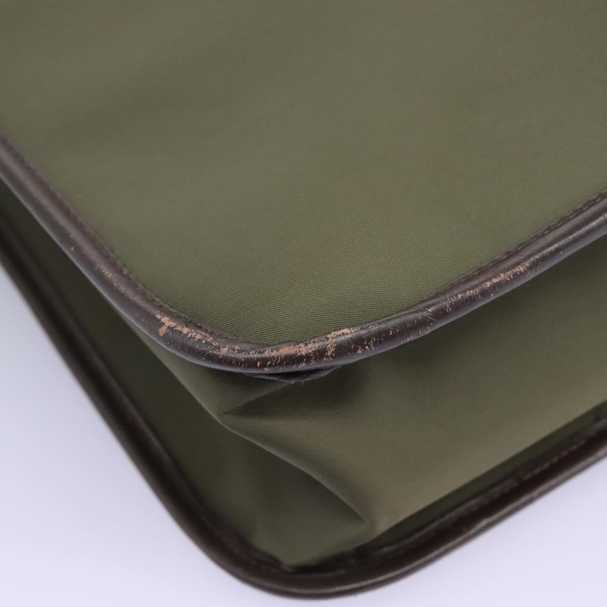 Burberry Hand Bag Nylon Leather Khaki Brown Silver - 10