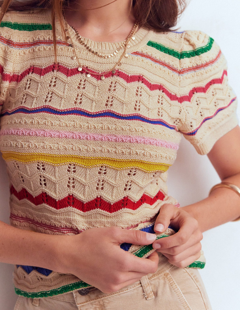 Monica Pointelle T-Shirt-Multi Stripe 5