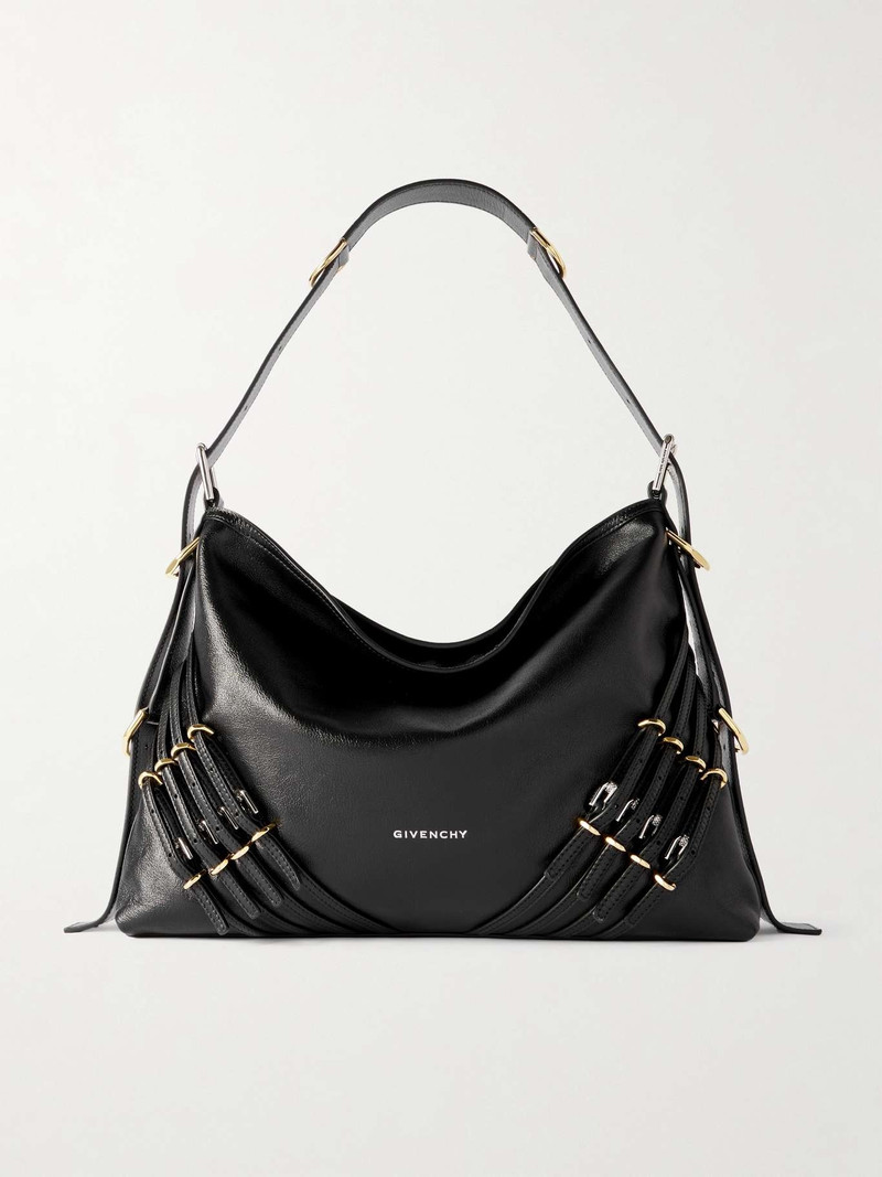 Voyou medium buckle-embellished leather shoulder bag Black - 1