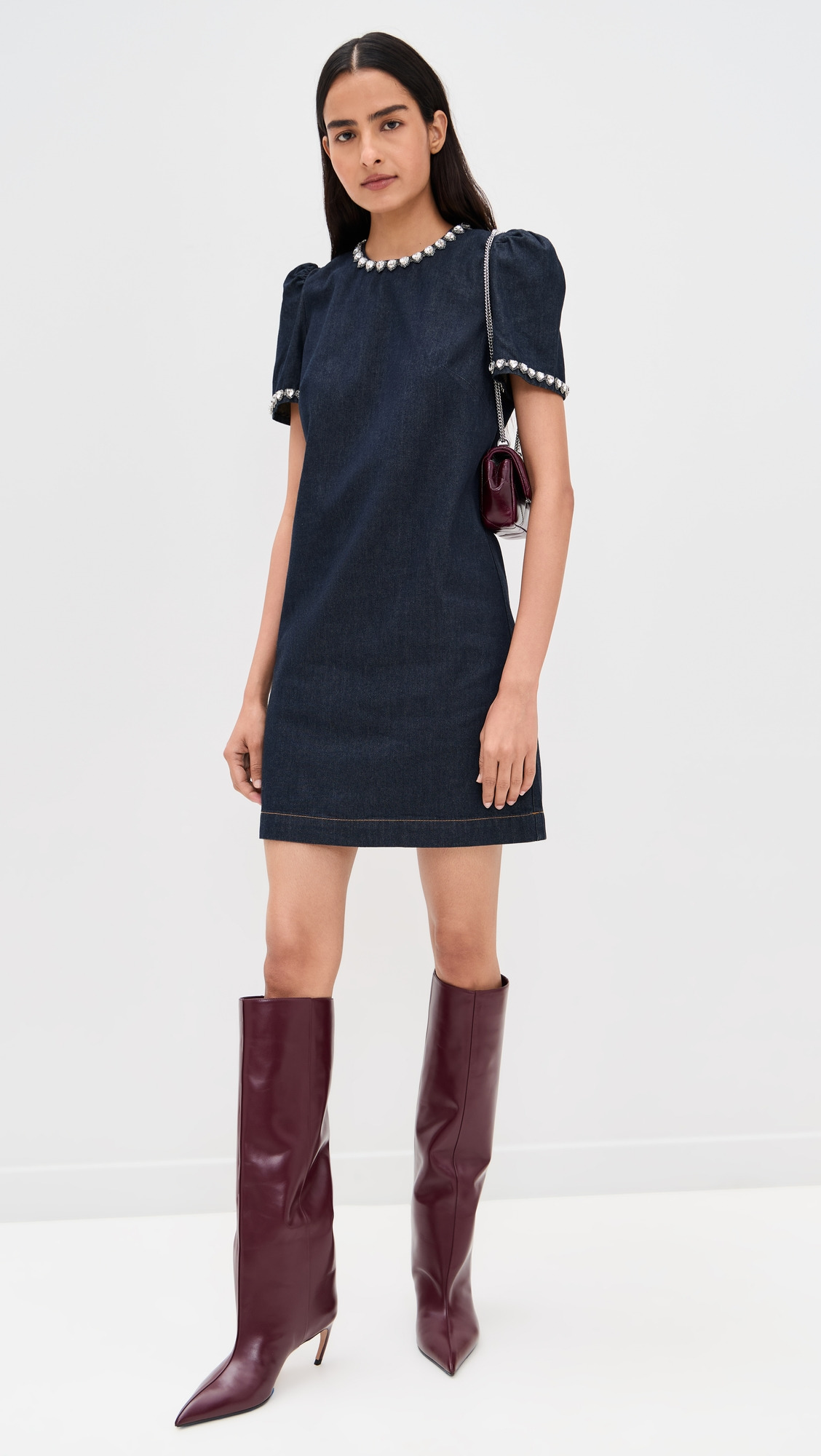 Embellished Denim Dress - 4