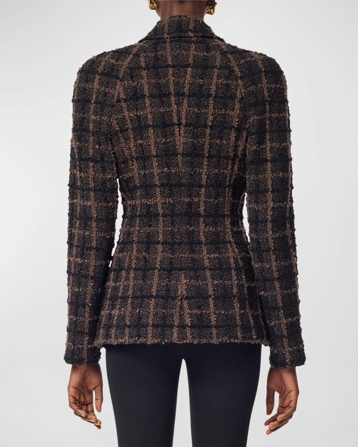 Melange Wool Tweed Blazer Jacket - 3