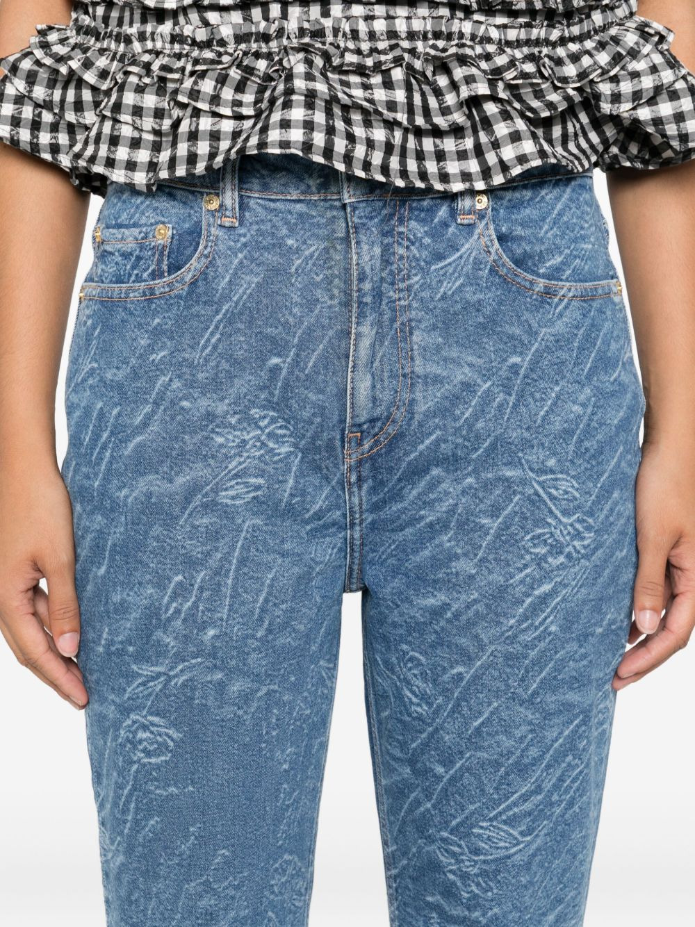 textured five-pocket jeans - 5